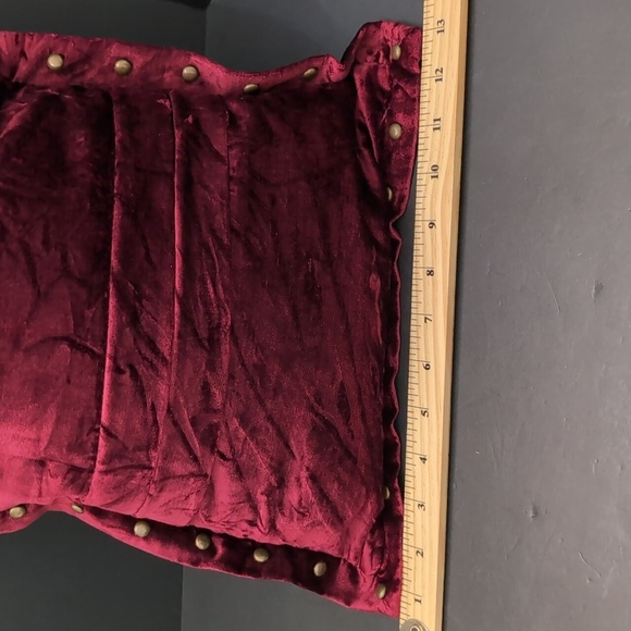 Pier 1,Set of 2 Red Velvet Throw Pillows with Bronze Studded Accents. - Picture 8 of 8